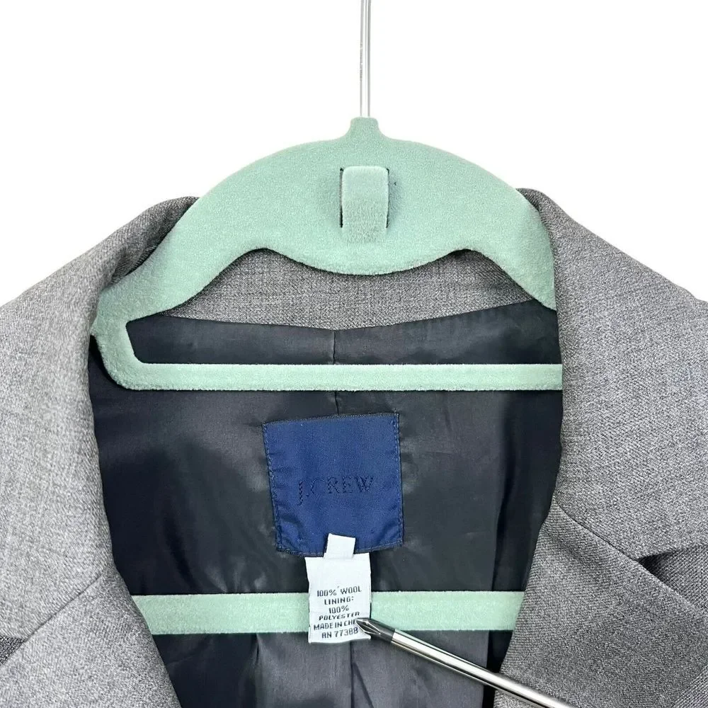 J. Crew Womens Super‎ 120's Blazer Wool Two Button Lined Flap Pockets Gray Sz 8